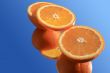 Orange on blue