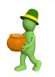3d leprechaun, carrying pot with gold coins