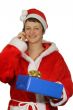 Santa girl on the phone
