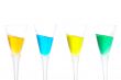 Four glasses with beverages