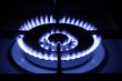 blue fire of the gas burner on neutral