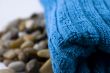 Blue towel and stones