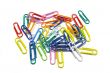 multi-colored paper clips on white