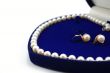 pearl necklace in blue heart-shaped box