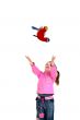 child throws up toy