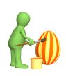 3d person - puppet, painting an easter egg