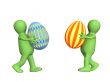 Two 3d persons - puppets, carrying easter eggs