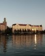 sunset on pond in centre of helsinki