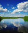 clouds over river