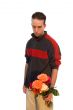 Male Holding a Vase of Flowers