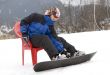 Teens snowboarder in bandanna