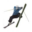 Freestyle. Snow Skier Jumping over white.