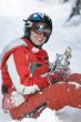 Beautiful girl snowborder after incidence