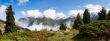 Fog after rain in mountain, panorama