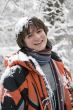 teens boy in scarf  outdoors in winter