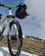 Bike in winter over blue sky