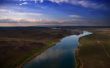 The river Ili in Asia view from deltaplane