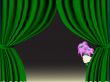 Green curtain with flowers