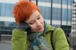 red-haired sad, lonely woman in depression and pensive feelings