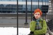 red-haired sad, lonely woman in depression and pensive feelings