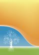 Spring and summer cheery background in grunge spiral style