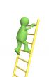 3d person - puppet, rising upwards on a ladder