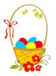 basket with eggs and flowers