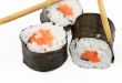 sushi and chopsticks on white #2