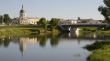 Church and bridge with reflection in the river