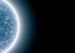 Blue floral vector planet with bright horizon