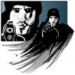 Gunman vector illustration in grunge style