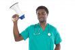 Young doctor whit megaphone