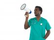 Young doctor whit megaphone