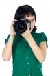 Woman holding a photo camera