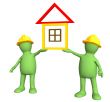 Two 3d builders, holding in hands the house