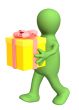 3d person - puppet, gift carrying in hands