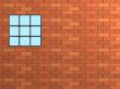 3d brick wall with a window, closed by a lattice