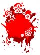 Red grunge flowers frame