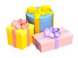 Three boxes with the gifts, fastened by tapes