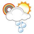 raincloud, sun and rainbow