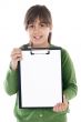 student with notepad