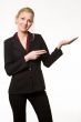 Woman pointing and holding