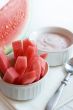 watermelon sticks and yogurt