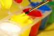 paintbrush diped into the yellow colour
