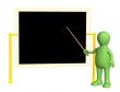 3d teacher - puppet, worth at a board with pick