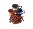 coffee cups with coffee beans