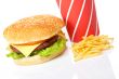Cheeseburger, soda drinks and french fries