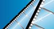 Blue filmstrip photographic background