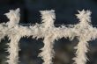 Ice crystals on fence due to heavy frost