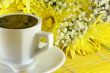 morning cup of coffee with flowers